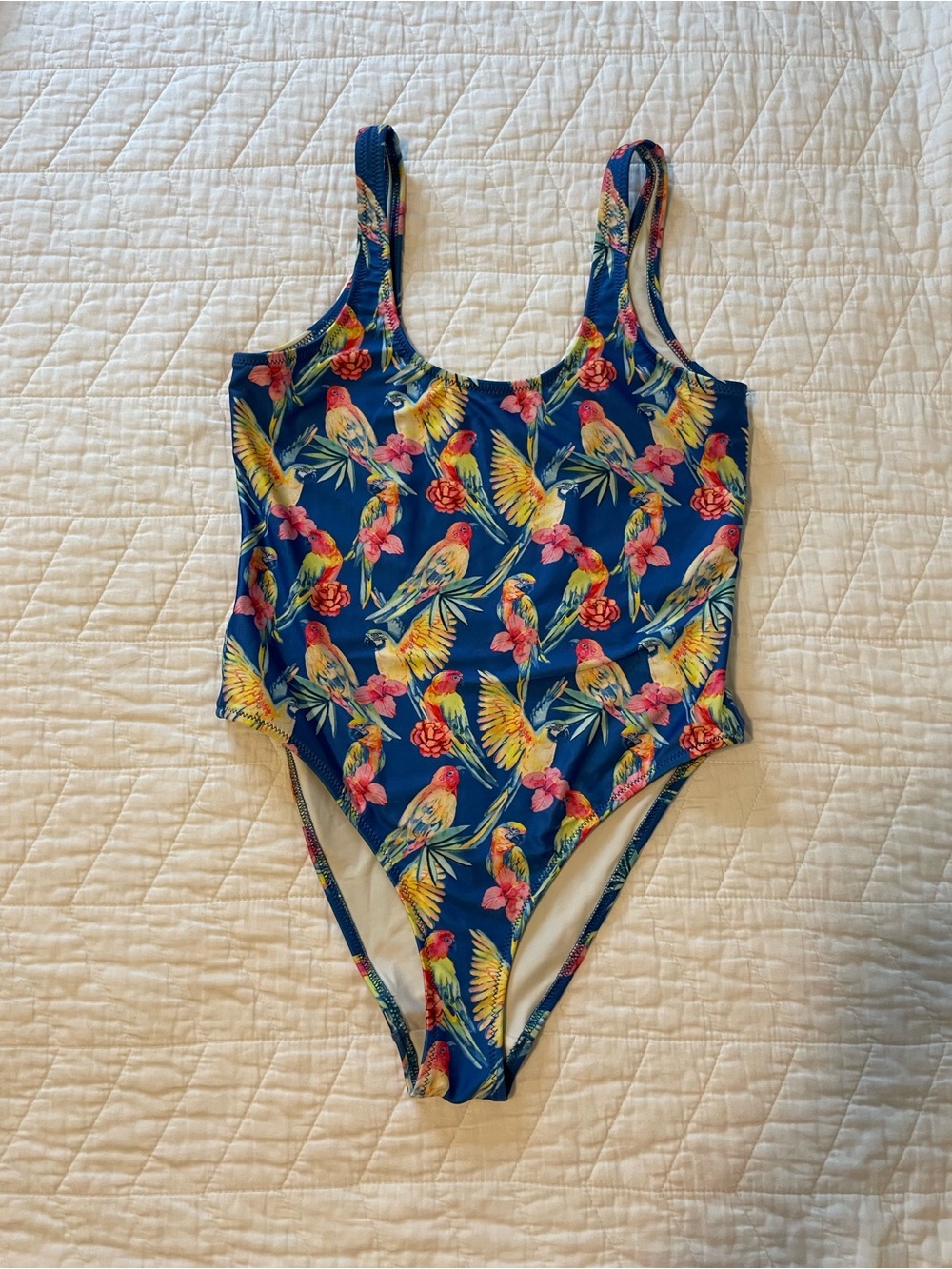 Chubbies Parrot Print One Piece Swim Bathing Suit Size Medium